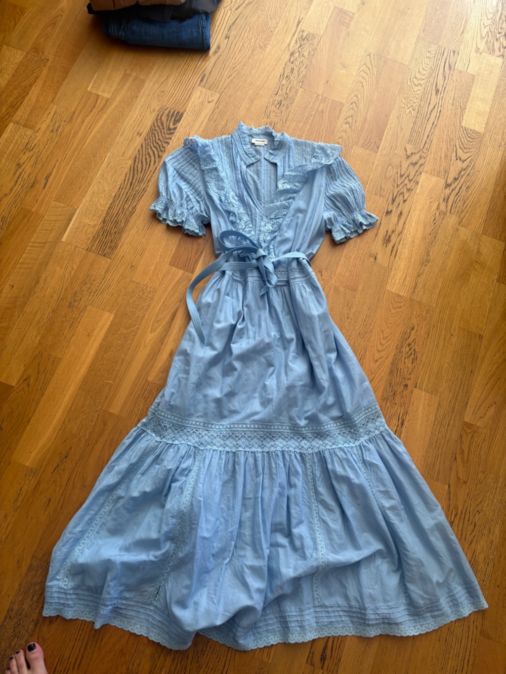 Zadig & Voltaire Light Blue Ruffled Cotton Midi Dress